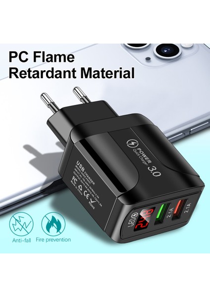 Hızlı Şarj Cihazı 3.0 USB Şarj Aleti IPhone 12 13 Için Xiaomi Poco X3 LED Dijital Ekran Hızlı Şarj 2 Port USB Duvar Telefonu Şarj Cihazı (Yurt Dışından) fiyatları
