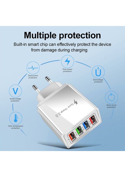 3.1A 4-Port USB Duvar Fişi Güç Adaptörü Duvar Şarj Cihazı Iphone/android ile Uyumlu Hızlı Şarj Küp Tuğla Kutusu Taban Kafa U3 (Yurt Dışından) fırsatları