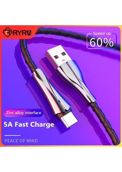 Ryra 5A USB C Tipi Kablo Tel Samsung S10 S20 Xiaomi 11 Cep Telefonu Hızlı Şarj Kablosu Tip-C Şarj Cihazı Mikro USB Kabloları (Yurt Dışından)