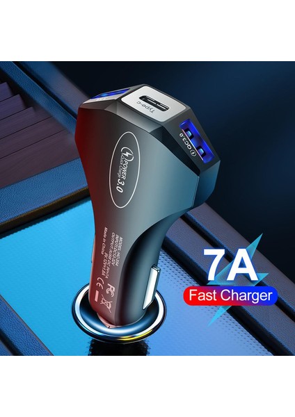 2 Port USB Tip C Hızlı Araç Şarj Cihazı 48W Hızlı 7A Fiş Şarjı iPhone 13 Samsung Xiaomi Telefon Tablet Şarj Adaptörü Arabada (Yurt Dışından)