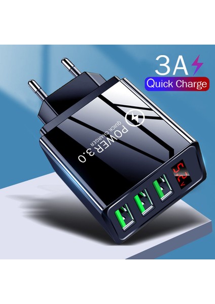 5V 3A USB Şarj Aleti Hızlı Şarj 3.0 Dijital Ekran Hızlı Şarj Duvar Telefonu Şarj Cihazı iPhone 1312 Pro Xiaomi Samsung Huawei (Yurt Dışından)