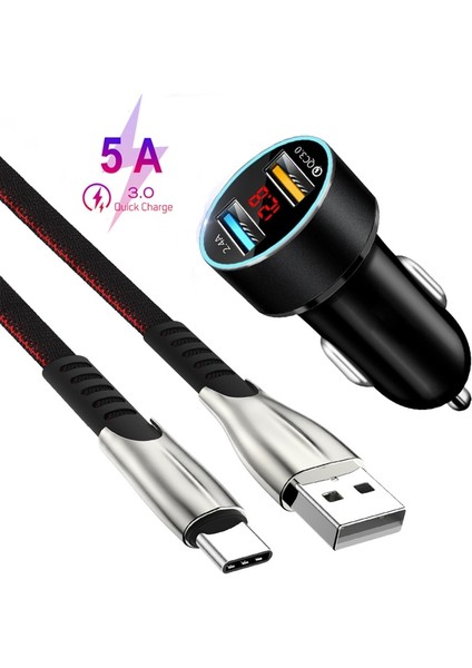 USB Araba Şarjı Hızlı Cahrger Tipi C Kablo Samsung S20 S10 S9 S8 Not 20 10 Redmi Not 9s Hızlı Şarj Cep Telefonu Şarj Cihazı (Yurt Dışından)