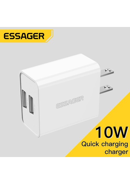 Essager USB Şarj Cihazı Hızlı Şarj 2 Bağlantı Noktalı Çoklu Fiş Samsung Duvar Cep Telefonu Hızlı Şarj (Yurt Dışından)