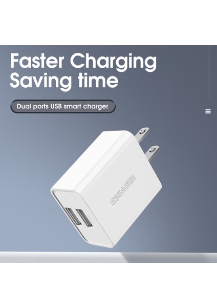 Essager USB Şarj Cihazı Hızlı Şarj 2 Bağlantı Noktalı Çoklu Fiş Samsung Duvar Cep Telefonu Hızlı Şarj (Yurt Dışından) fiyatları