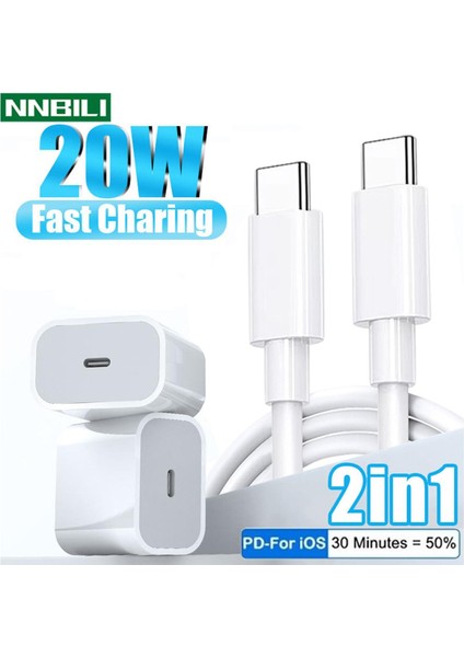 iPhone 12 Için 20W Hızlı Şarj Cihazı Ab/abd Tak ve Veri USB C Kablosu iPhone Samsung Lg Için Şarj Kablosu iPad Için Tip C IPHONE13 Için (Yurt Dışından)