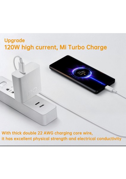 Xiaomi Orijinal USB C Tipi Kablo 120W Şarj Cihazı Turbo Hızlı Şarj Mi 13 12T Pro 12 S 11 Ultra Poco F3 Redmi Note 10 Black Shark 5 (Yurt Dışından) modelleri