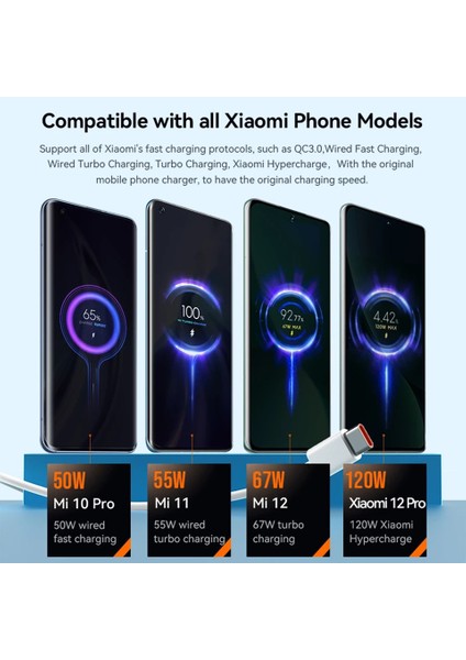 Xiaomi Orijinal USB C Tipi Kablo 120W Şarj Cihazı Turbo Hızlı Şarj Mi 13 12T Pro 12 S 11 Ultra Poco F3 Redmi Note 10 Black Shark 5 (Yurt Dışından) fırsatları