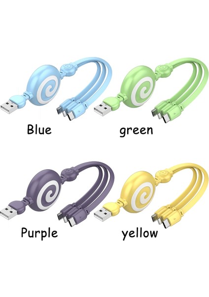 3'ü 1 Arada USB Şarj Kablosu, Çoklu Geri Çekilebilir Şarj Cihazı Veri Senkronizasyon Kablosu Konektörü, Telefon/tip C/mikro USB Bağlantı Noktası Adaptörü 1 M (Yurt Dışından) modelleri