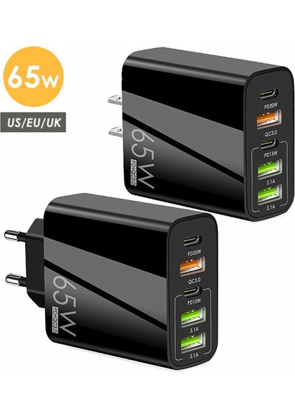 65W USB C Tipi Şarj Cihazı USB Hızlı Şarj 3.0 5 Bağlantı Noktalı Cep Telefonu Hızlı Pd Şarj Adaptörü iPhone 14 13 12 Pro Samsung Xiaomi (Yurt Dışından)