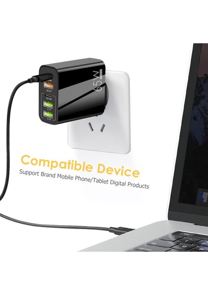 65W USB C Tipi Şarj Cihazı USB Hızlı Şarj 3.0 5 Bağlantı Noktalı Cep Telefonu Hızlı Pd Şarj Adaptörü iPhone 14 13 12 Pro Samsung Xiaomi (Yurt Dışından) modelleri