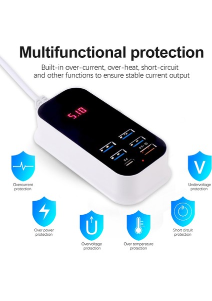 Pd 30W USB Şarj Cihazı Çoklu Bağlantı Noktası 1.5m Kablo Hızlı Şarj 3.0 Hızlı Şarj Cihazı Güç Adaptörü Ab Ingiltere Abd Tak Cep Telefonu Duvar Şarj Cihazları (Yurt Dışından) fırsatları