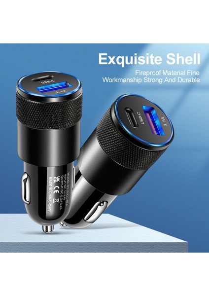 15W Araç Şarj Cihazı USB Tip C Çift Bağlantı Noktalı Pd Qc 3.0 Hızlı Şarj iPhone 13 12 x iPad Samsung Xiaomi Huawei Telefon Şarj Adaptörü (Yurt Dışından) fırsatları