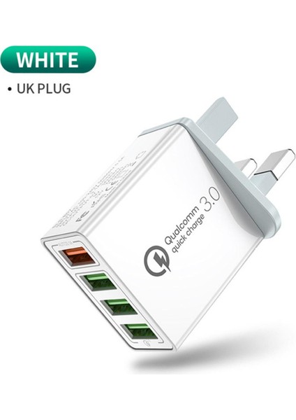 Hızlı Şarj Cihazı 4 Bağlantı Noktalı USB Şarj Cihazı Ab Tak Qc3.0 Taşınabilir Çoklu Hızlı Şarj Adaptörü (Yurt Dışından)