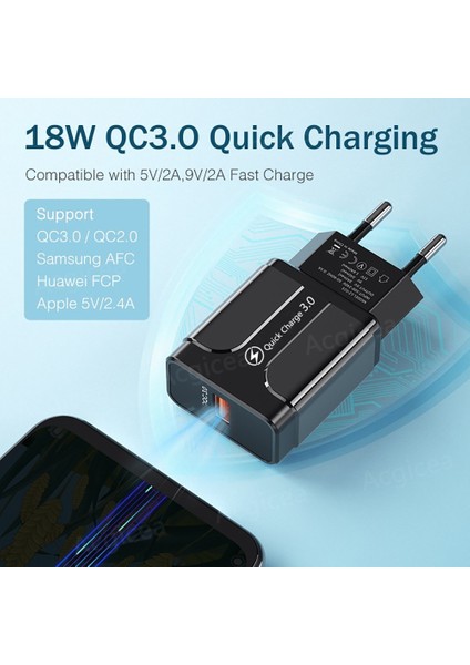 18W Hızlı Şarj3.0 USB Hızlı Telefon Şarj Cihazı Ab/abd Tak Duvar Şarj Adaptörü iPhone Xiaomi Samsung Huawei Için Taşınabilir USB Şarj Cihazı (Yurt Dışından) fiyatları