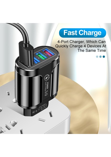 3.1A 4 Port USB Seyahat Şarj Cihazı Hızlı Şarj Qc 3.0 Duvar Şarjı iPhone 13 12 Samsung Xiaomi Mobil Fiş Şarj Adaptörü (Yurt Dışından) indirimleri