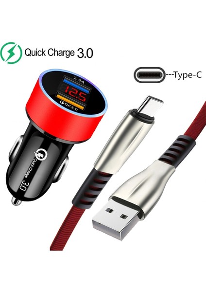 Samsung Galaxy S21 S20 Fe Not 20 Ultra S10 S9 S8 Artı Hızlı Araç Şarj Çift USB Hızlı Şarj 3.0 Tip-C USB Şarj Kablosu (Yurt Dışından)