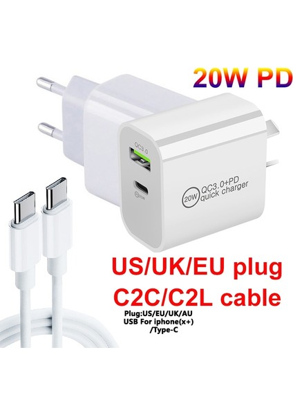 Yeni Seyahat Duvar Adaptörü Dönüştürücü Soket Güç Au/ingıltere/abd/ab Tak USB Şarj Aleti Cep Telefonu 20 W Çift USB Şarj (Yurt Dışından)