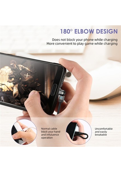 Uslıon Mikro USB Kablosu Hızlı Şarj Cihazı 3A 180 Rotasyon Veri Kablosu Samsung S7 Xiaomi Redmi Not 5 Android Telefon Kablosu USB Şarj Cihazı (Yurt Dışından) fiyatları