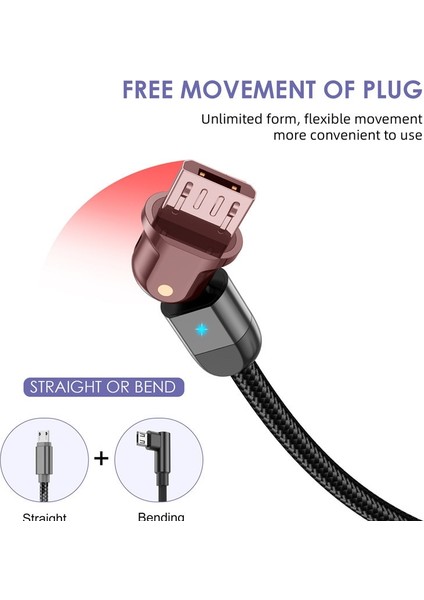Uslıon Mikro USB Kablosu Hızlı Şarj Cihazı 3A 180 Rotasyon Veri Kablosu Samsung S7 Xiaomi Redmi Not 5 Android Telefon Kablosu USB Şarj Cihazı (Yurt Dışından) indirimleri