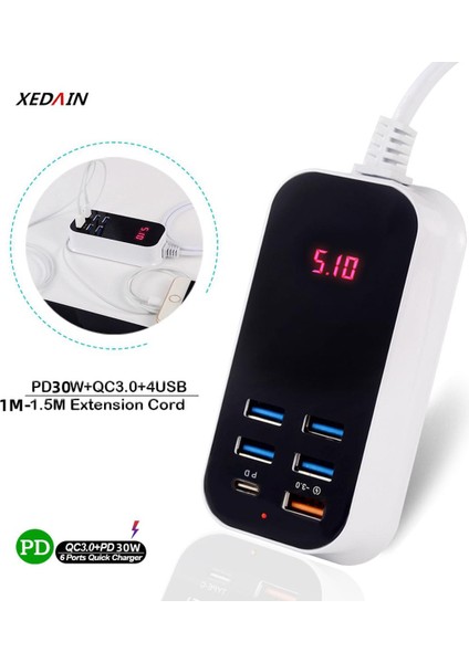 Çoklu USB Şarj Cihazı Cep Telefonu Şarj Cihazı Ab Abd Birleşik Krallık Bağlantı Noktaları Duvar Şarj Cihazları Hızlı Güç Adaptörü Hızlı Şarj PD/30W Hızlı Şarj 3.0 (Yurt Dışından)