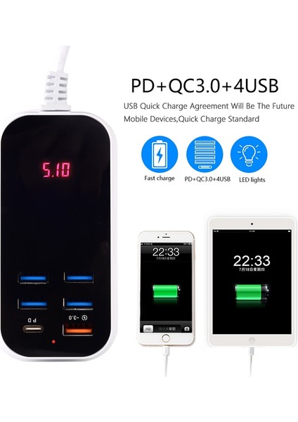 Çoklu USB Şarj Cihazı Cep Telefonu Şarj Cihazı Ab Abd Birleşik Krallık Bağlantı Noktaları Duvar Şarj Cihazları Hızlı Güç Adaptörü Hızlı Şarj PD/30W Hızlı Şarj 3.0 (Yurt Dışından)