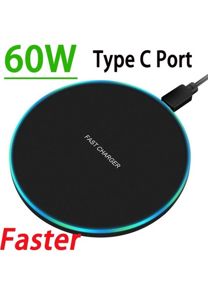 60W Kablosuz Şarj Aleti Pedi iPhone 14 13 12 11 Pro Max Indüksiyon Hızlı Kablosuz Şarj Istasyonu Samsung Xiaomi Qi Şarj Cihazları (Yurt Dışından)