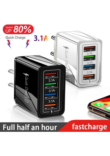 USB Şarj Cihazı Hızlı Şarj 3.0 Ab/abd Tak Telefon Adaptörü Şarj Cihazı iPhone 12 Pro Max Tablet Için Hızlı Şarj Taşınabilir Duvar Cep (Yurt Dışından)