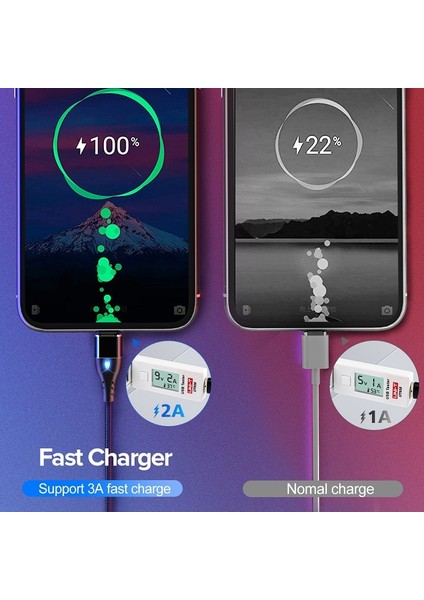 Manyetik Hızlı Kablo Mikro USB Şarj Telefonu Android Veri Kablosu Tel Mıknatıs Şarj Cihazı iPhone Samsung Xiaomi Huawei Cep 3A (Yurt Dışından) modelleri