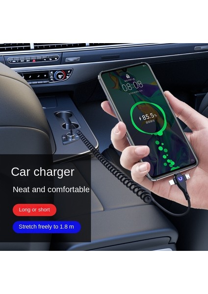 6A 3in1 1.8m Yaylı Şarj Kablosu USB A Mikro USB Tip-C iPhone Için Hızlı Şarj Cihazı Veri Kablo Kordonu Huawei Sansung Xiaomi Için (Yurt Dışından) fırsatları