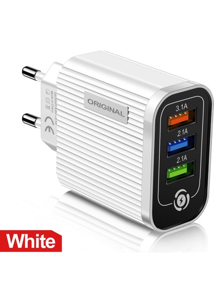 Kokko 3 Portlu USB Cep Telefonu Şarj Cihazı LED Işık ile 5 V/3A Taşınabilir Hızlı Hızlı Şarj USB Adaptörü Abd/ab Tak (Yurt Dışından)