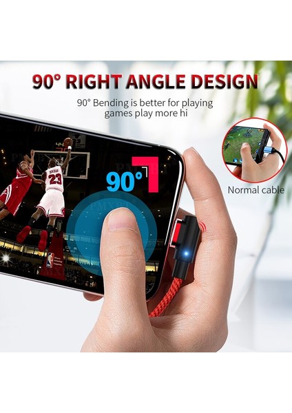 Manyetik Kablo Mikro USB Tip C iPhone Aydınlatma Kablosu 1 M 3A Hızlı Şarj Kablosu 90 Derece Mıknatıs Hızlı Şarj Cihazı Huawei P30 (Yurt Dışından) modelleri