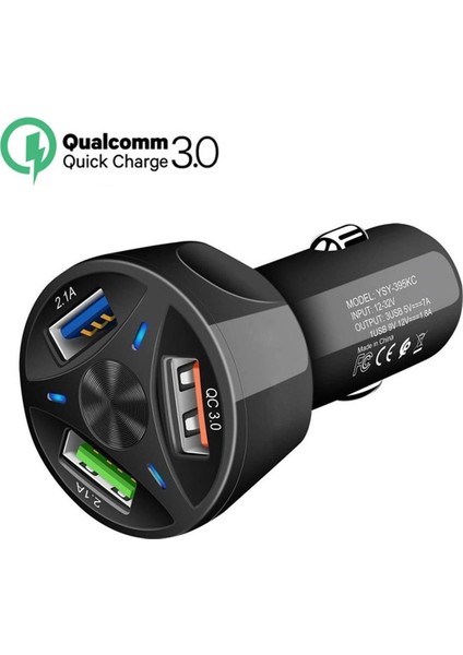 Gu 3 Portlu USB Araç Hızlı Şarj Cihazı Dc 12-24V Çok Portlu 1.1A/2A/2.1A Aydınlatma Ekran Şarj Standı Braketi (Yurt Dışından)