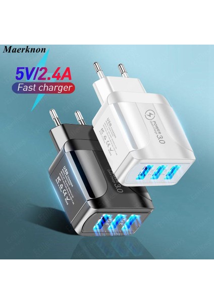 Hızlı Şarj 3.0 USB Şarj Adaptörü iPhone 11 Pro Max Xiaomi Ab Tak 3 Port USB Qc3.0 Hızlı Şarj Cep Telefonu Şarj Cihazı (Yurt Dışından)