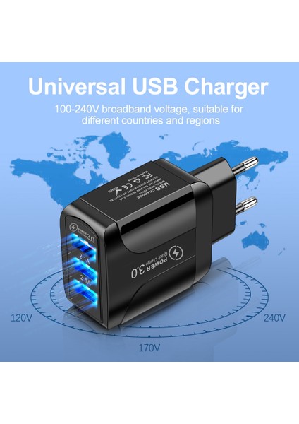 Hızlı Şarj 3.0 USB Şarj Adaptörü iPhone 11 Pro Max Xiaomi Ab Tak 3 Port USB Qc3.0 Hızlı Şarj Cep Telefonu Şarj Cihazı (Yurt Dışından) fırsatları