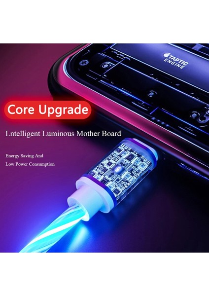 Ukyee Parlayan Kablo Cep Telefonu Şarj Kabloları LED Işık Mikro USB Tip C Şarj Cihazı Samsung Xiaomi iPhone Şarj Kablosu Kablosu (Yurt Dışından) fiyatları