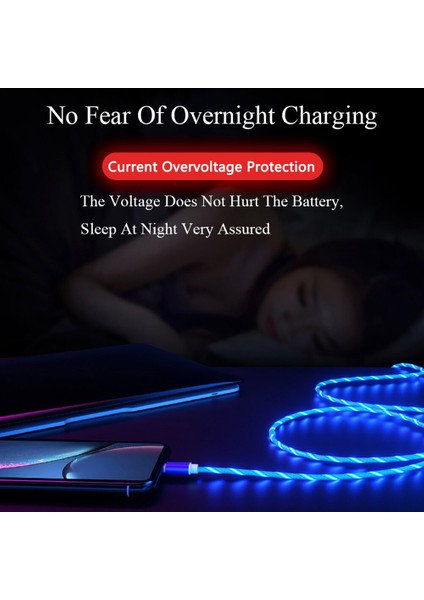 Ukyee Parlayan Kablo Cep Telefonu Şarj Kabloları LED Işık Mikro USB Tip C Şarj Cihazı Samsung Xiaomi iPhone Şarj Kablosu Kablosu (Yurt Dışından) fırsatları