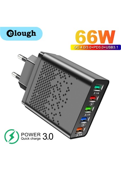 Elough 5 Port 66W USB Hızlı Şarj Şarj Cihazı Cep Telefonları Şarj Adaptörü Samsung S10 S9 iPhone 12 13 Pro Xiaomi USB Chargeur (Yurt Dışından)