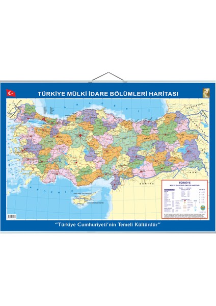 Türkiye Siyasi ve Fiziki Haritası Çift Taraflı 50 x 70 cm