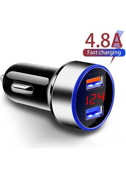 4.8A 5V Araç Şarj Cihazları 2 Port Hızlı Şarj Samsung Huawei iphone 11 8 Artı Evrensel Alüminyum Çift USB Araç Şarj Adaptörü (Yurt Dışından)