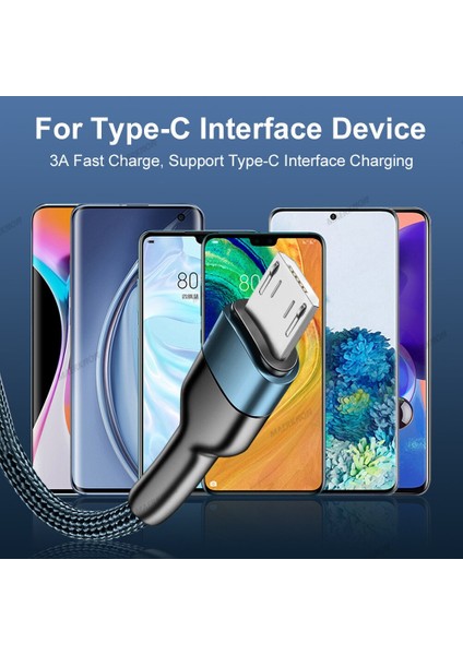3A USB C Hızlı Şarj Kablosu C Tipi Veri Kablosu Mikro USB Kablolu Telefon Şarj Kablosu Tip-C Teller Samsung Xiaomi Android Telefon Için (Yurt Dışından) fiyatları