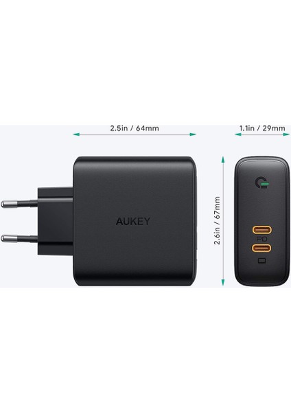 Aukey Pa-D5 65W Hızlı Şarj Adaptörü MacBook Pro Dizüstü Tip C Pd Ab Hızlı Şarj Cihazı iPhone 13 iPad Huawei Xiaomi Samsung (Yurt Dışından) fırsatları
