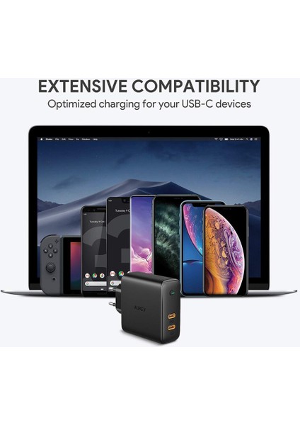 Aukey Pa-D5 65W Hızlı Şarj Adaptörü MacBook Pro Dizüstü Tip C Pd Ab Hızlı Şarj Cihazı iPhone 13 iPad Huawei Xiaomi Samsung (Yurt Dışından) indirimleri