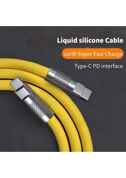 USB C Kablosu Hızlı Şarj Kablosu Tip C Cep Telefonları Şarj Cihazı Cep Telefonu USB Süper Hızlı Şarj 120 W Silikon Kapak Çinko Alaşımı (Yurt Dışından)