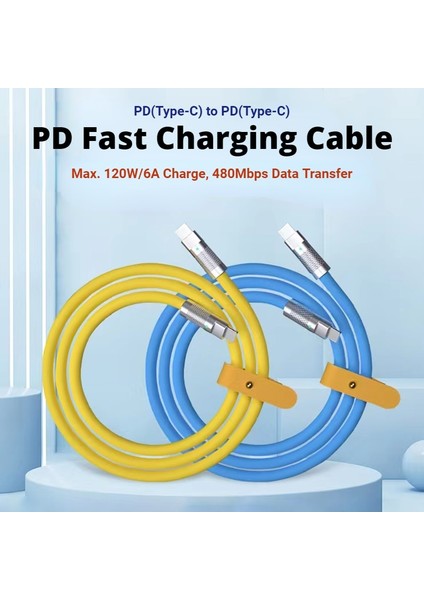 USB C Kablosu Hızlı Şarj Kablosu Tip C Cep Telefonları Şarj Cihazı Cep Telefonu USB Süper Hızlı Şarj 120 W Silikon Kapak Çinko Alaşımı (Yurt Dışından) modelleri