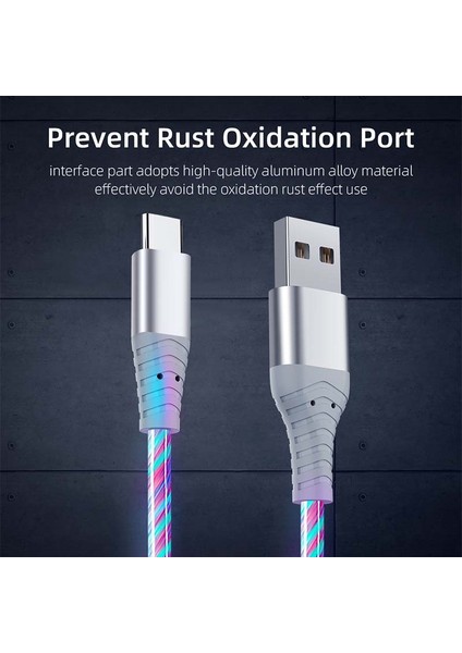 Akış Aydınlık USB C Tipi Kablo 3A Hızlı Şarj Veri Kablosu Samsung Xiaomi Oppo Huawei IPhone Şarj Mikro USB Tel LED Kablo (Yurt Dışından) fiyatları
