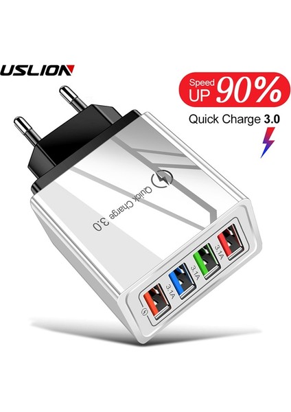Uslıon USB Şarj Aleti Hızlı Şarj 3.0 Telefon Adaptörü iPhone 11X7 Xiaomi Tablet Taşınabilir Duvar Mobil Hızlı Şarj Cihazı Ab Abd Tak (Yurt Dışından)