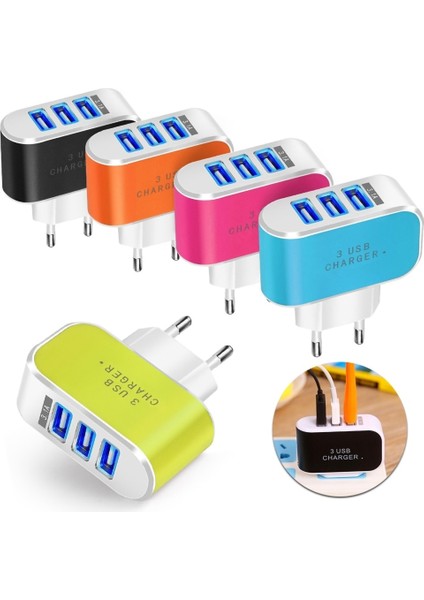 Eonlıne USB Şarj Aleti 3 Port 5V 2A Seyahat USB Duvar Güç Adaptörü Ab Şarj Cihazı Şarj Huawei Mate 20 Lite P20 USB Telefon (Yurt Dışından)