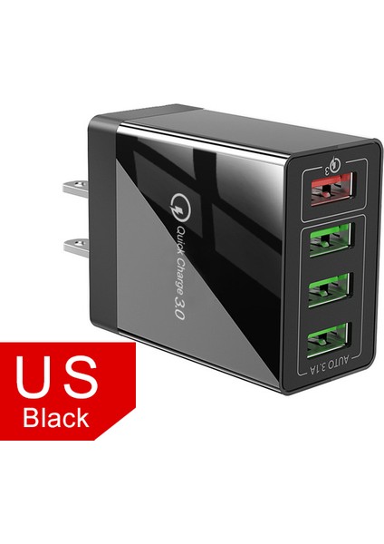Twitch 4 Bağlantı Noktalı USB Şarj Cihazı 3.0 Android Seyahat Duvar Adaptörü 5V 3A Ingiltere / Abd Ab Siyah Beyaz (Yurt Dışından) fiyatları
