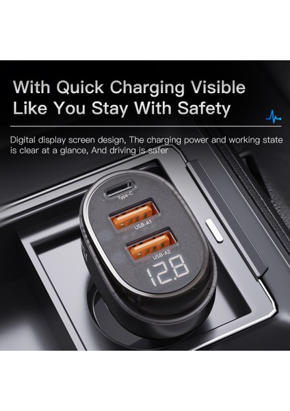 Essager 125W Dijital Ekran Hızlı Araç Şarj Cihazı iPhone iPad MacBook Için USB Ac Hızlı Şarj Cihazı Huawei Onur Için Xiaomi Samsung Oppo (Yurt Dışından) modelleri