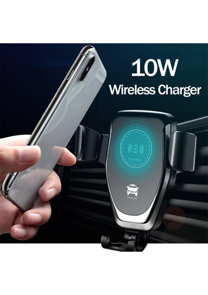10W Qi Kablosuz Hızlı Şarj Cihazı Araç Montajlı Hava Firar Cep Telefonu Tutucu Şarj Standı IPhone 12 11 Pro Max Xiaomi Samsung Için Fit (Yurt Dışından)